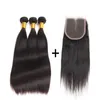 ELIBESS Brazilian Virgin Hair Bundels met Sluiting 3 Bundels Brazilian Straight met Sluiting Human Hair Extension Brazilian Hair Weave