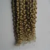 Micro Loop Human Hair Extensions 100g 1g / s 100s Ombre Hair Extensions T1b / 613 Virgin Brasilianska Curly Micro Pärlor Hårförlängningar