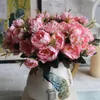 Artificial Silk Mini Peony Flower 1 Bouquet 5 Head Fake Leaf Home Party Garden Wedding Decor Blue / Ivory / Pink / Hotpink