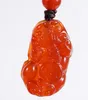 Natural red agate - hand-carved (amulet) to make a fortune. Pendant necklace pendant