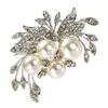 Ivory Pearl and Clear Rhinestone Crystal Diamante Beautiful Bow Bridal Brooch