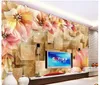 Duży Dream Lily Marmur Marmur Mural Tapeta 3d Papiery ścienne do TV Tackdrop