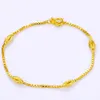 Womens/Girls Wrist Bracelet Box Chain 24K Yellow Gold Filled Solid Bracelet Classic Accessories for Small Wrist 18cm Long
