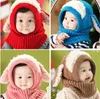 Bonito bebê orelhas de coelho chapéu de malha infantil criança inverno quente chapéu gorros boné com cachecol com capuz earflap bebê criança hat8462977