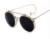 Steampunk2016 New Gdragon Vintage Round Flip Up Sunglasses Men Retro Steampunk Mirrored Glassed Points Fashion Shades S8614249358