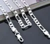 Free shipping 925 Sterling Silver plated pretty Classic fashion 4MM chain men style necklace 16-30inches 3:1 Sideways Necklace