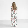 New Mulheres Moda Casual vestido solto Confortável Manga comprida Floral Imprimir Maxi Vestidos Plus Size frete grátis