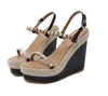 2012 Chic Summer Beige Color Straw Woven Wedge Sandal Platform Heels Pink White Black Beige 2018 Size 34 To 40