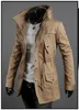 trench coat Free Shipping Men's Long Coat High-Quality Blend Shoulder Trench waist With drawstring