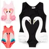 Barn ins swan bikini tjejer flamingos papegoja badkläder baby ins tecknad baddräkt ruffled baddräkt beachwear endel bikini kläder b2020