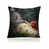 Totoro Decoratieve kussen Creatieve Woninginrichting Kussen met dubbele kanten printlinnen katoen gooien kussensloop 17.7x17.7inch