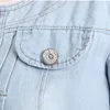 Partihandel - Gratis 2021 Mode Kvinnor Rund hals Kort denim Jean Jacket Coat Half Sleeve Knapp S M L XL XXL 3XL