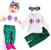 Set di abbigliamento per bambina 3 pezzi La sirenetta Ariel Abbigliamento per bambina per bambini Abbigliamento per bambini Cosplay Costume di Halloween spedizione gratuita