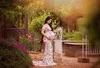 طباعة الأزهار التصوير الدعائم الدعائم فساتين الصيف ملابس الحمل فستان ماكسي الأمومة صورة إطلاق النار