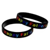 100st lycklig fader dag silikon gummi armband bläck fylld multicolor logo mode dekorera smycken vuxen storlek