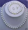 Set di orecchini con bracciale e collana di perle bianche d'acqua dolce coltivate autentiche A+08