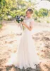 A-Line Chiffon Lace Beach Modest Wedding Dresses Short Sleeves V Neck Cheap Simple Spring Garden Wedding Party Informal Bridal Gowns