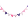 12 Vlaggen - 3.2m Katoenen Stof Banners Aanpassen Bruiloft Bunting Decor Paarse Partij Meisje Verjaardag Baby Shower Garland Decoratie