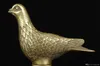 Old Handwork Carving Bronze Pigeon Statue Cane Head Walking Stick