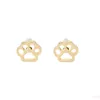 hollow pet cat dog lover paw print stud Puppy cute animal footprint gold silver plated earrings free shipping