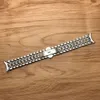 Jawoder Watch Band 14 18 20mmの純粋なソリッドの湾曲端のステンレス鋼のすべての磨きウォッチストラップの展開バックルブレスレット