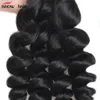 Ishow Extensions de faisceaux brésiliens lâches ondulés 4 pièces/lot tissages de cheveux humains non transformés trames vierges péruviennes prix de gros pour les femmes de tous âges noir de jais 8-28 pouces