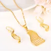 Conjunto de joyas de regalo a la moda para mujer, collar, pendientes de navegación simple, conjuntos de boda colgantes, oro amarillo sólido de 14 k real, colgante largo