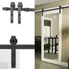 Interior Classic Rustic Antique black wooden sliding barn door hardware American track roller kit