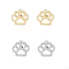 hollow pet cat dog lover paw print stud Puppy cute animal footprint gold silver plated earrings free shipping