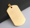 Gold Color Engravable Stainless Steel Dog Tag Shape Charms Jewelry Findings For Men Women Pendant Necklaces
