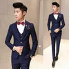 Blazers Prom Men Suit With Pants Red Floral Jacquard Wedding garnitury dla mężczyzn 3 sztuki / zestaw (kurtka+kamizelka+spodnie) Koreańska sukienka Slim Fit