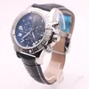 DHgate selecionado fornecedor venda quente relógios homens seawolf chrono mostrador preto cinto de couro preto relógio de quartzo relógio mens dress relógios