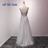Prawdziwe zdjęcia Tulle Suknie Wieczorowe Długa Prom Dress Scoop Koronki z koralikami Cekiny Lace-up Back