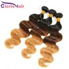 T1B/4/27 Body Wave Hair Weaves Virgin Brazilian Ombre Human Hair Bunds Three Tone Blonde Brazillian Ombre Extensions Tissage Bresilienne