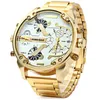 Golden New Clock Gold Fashion Men Watch Rostfritt Stål Quartz Klockor Armbandsur Partihandel Shiweibao Lyx Mäns Klocka Drop Shipping