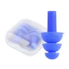 1 par azul espiral sólido conveniente silicone plugues de orelha com casos anti barulho roncando tampões de ouvido confortáveis ​​para o sono redução de ruído