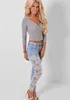 Gros- 40 1001 Plus Size Jegging pour les femmes Skinny taille haute avec dentelle Patchwork Ripped Boyfriend Jeans Lady Slim Denim Pants