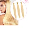 Lyxig blond 613 Färg Remy Hair Wefts Bundlar Brasilianska Indiska Human Hair Weave Silk Straight Färgad Färgbar Gratis DHL