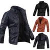 Männer Motorrad Schwarz Männlichen Leder Jacken Taste Zipper Biker Pilot Schaffell Mantel M-2XL hohe qualität