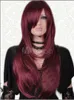 perruque de cheveux long rouge foncé