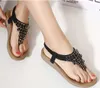 Summer Style Ethnic Women Sandals 2017 Bohemian Fashion Beading Pu Printed Casual Flats For Woman EUR 35-41