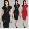 Sexy Black Red Meshy Sheer Crew Neck Short Sleeve Knee-length Pencil Dresses Women Bodycon Clothing