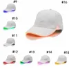 Gorras de béisbol LED Algodón Negro Blanco Brillante Gorras de bola con luz LED Brillan en la oscuridad Sombreros ajustables Snapback Sombreros de fiesta luminosa OOA2116