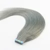 Silve Color Seamless Virgin Human Hair Skin Weft Tape in Remy Hair Extensions Hair Extensions Slik Straight Tape on Extension 100g Per Piece