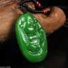 Naturais Nephrite Hetian Jade Jasper Rindo Buda Maitreya colar de pingente