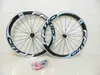 FFWD-hjul F6R 50mm Blå Svart Clincher Carbon Fiber Bike Wheelset med Legering Bromsväg Cykel Wheelset Gratis frakt