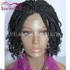 Perucas venda quente 1b natural preto sintético cabelo curto kinky twist trançado perucas para mulheres negras grátis