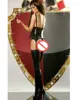 여성 블랙 반짝 이는 젖은 모양의 란제리 Crotchless Babydoll 나이트 파티 Clubwear 서스펜더 스타일 Bodystocking 레드 보우