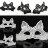Masque de fête d'Halloween Masques d'animaux en dentelle Masque de renard Noir Blanc Couleur Demi-visage Masque de visage de chat sexy Accessoires
