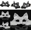 Maschera per feste di Halloween Maschere per animali in pizzo Maschera per volpe Colore bianco nero Mezza faccia Accessori per maschere per gatti sexy